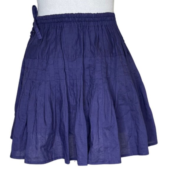 H&M Women's Linen Pleated Schoolgirl Elastic Tie Waist Fit & Flare Skirt 0P - Picture 2 of 9